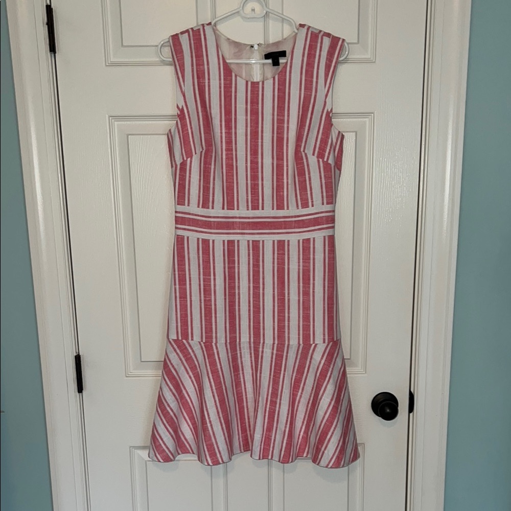 J Crew Striped Pink and White Sleeveless Dress